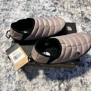 The North Face Quilted Slip-Ons in Mushroom Gray